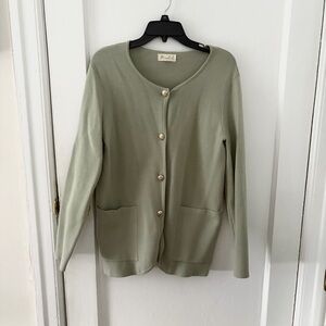 Marled by Reunited Dressy Long Cardigan Sage Green Size S